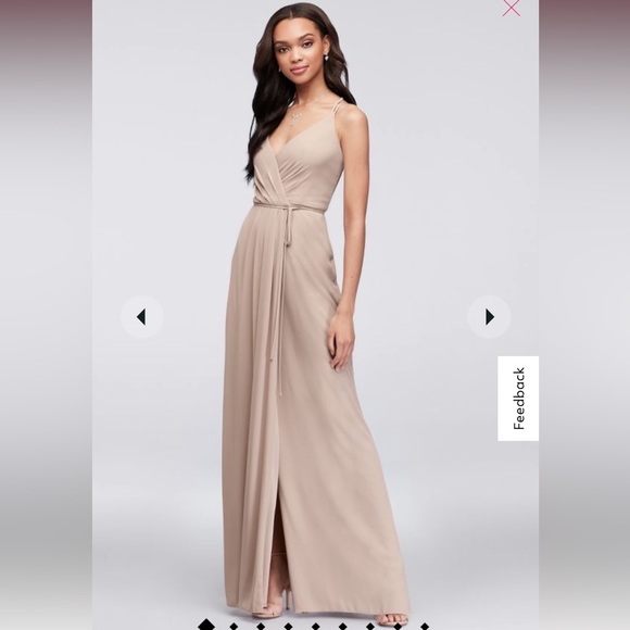 David’s Bridal Double Strap Georgette Wrap Dress - Picture 1 of 5